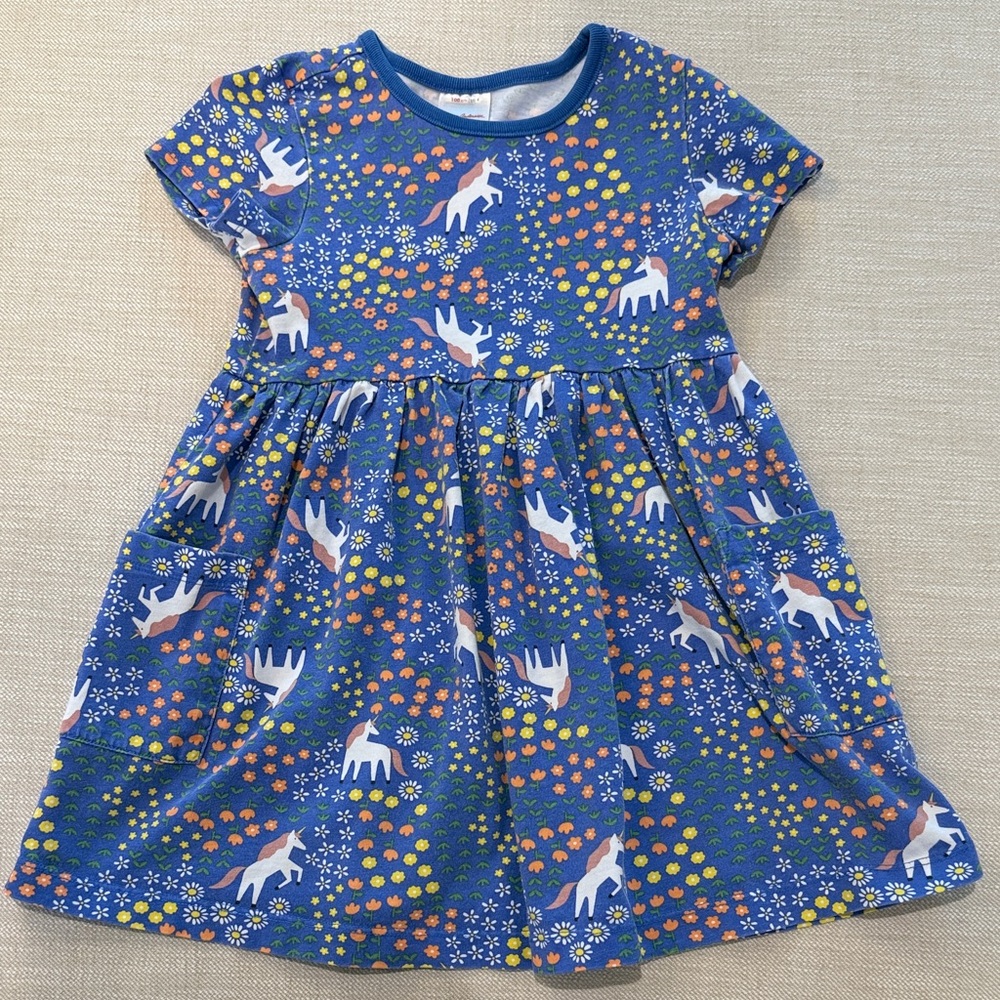 Hanna Andersson Playground Dress with Pockets Unicorn Print 4T